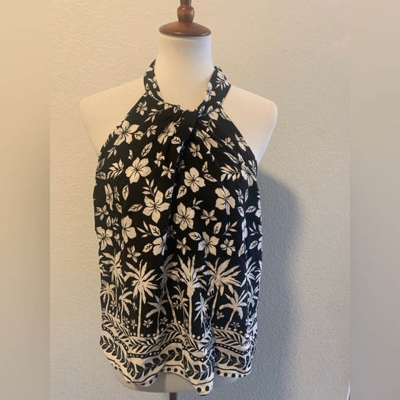 Indigo Rose Floral Halter Neck Top - - Picture 1 of 3